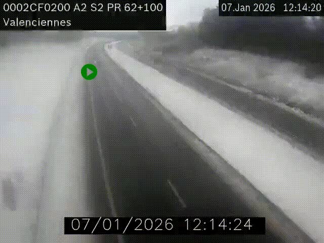 Webcam autoroute A2 à Valenciennes. Vue orientée vers Maubeuge et Mons (Belgique)