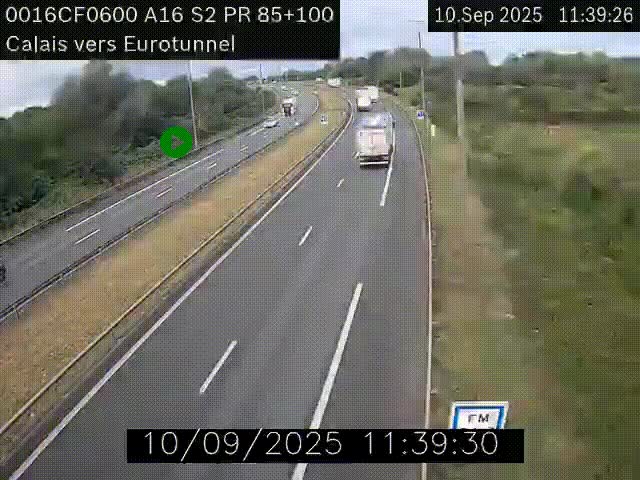 Webcam A16 à Calais en direction du Tunnel sous la Manche (Eurotunnel)