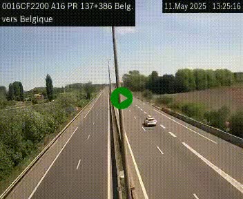 Webcam à la frontière franco-belge au niveau de Bray-Dunes/De-Panne sur l'autoroute A16. Vue orientée vers la Belgique