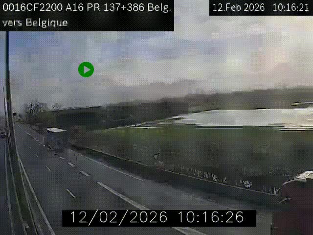 Webcam à la frontière franco-belge au niveau de Bray-Dunes/De-Panne sur l'autoroute A16. Vue orientée vers la Belgique