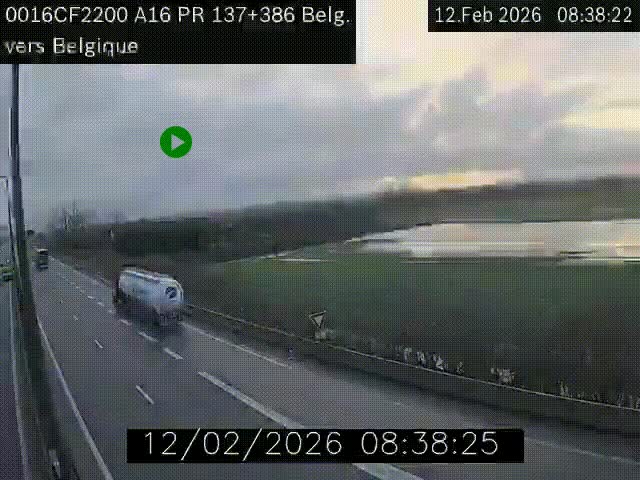 Webcam à la frontière franco-belge au niveau de Bray-Dunes/De-Panne sur l'autoroute A16. Vue orientée vers la Belgique