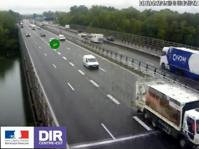 Caméra trafic à la jonction entre l'A46 (Rocade-est de Lyon) et l'A42 à hauteur de Vault-en-Velin en direction de Marseille