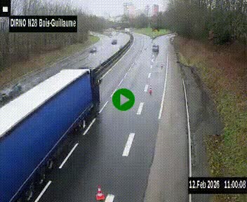 Webcam routière à hauteur de Bois-Guillaume en périphérie de Rouen. Vue orientée vers Rouen