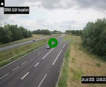 Webcam autoroute A150 à hauteur de La Vaupalière en périphérie de Rouen. Vue orientée vers Rouen