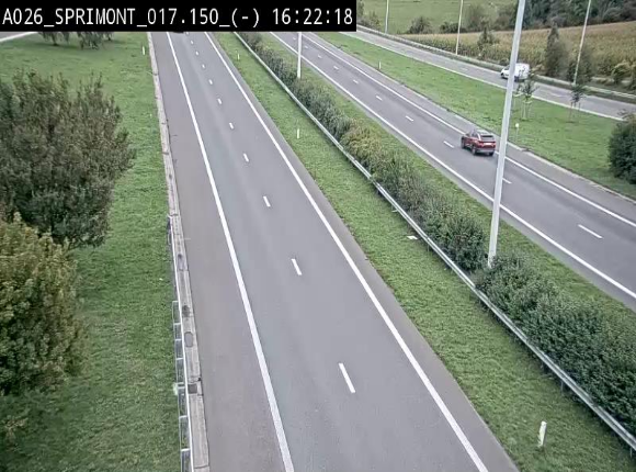 Webcam E25 (A26) à hauteur de Sprimont en direction de Liège et en provenance de Bastogne