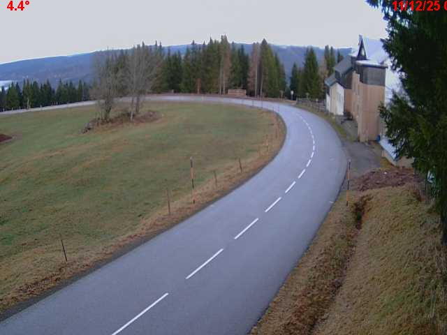 Webcam en haut du col du Ballon d'Alsace sur la D465 à 1075 mètres d'altitude dans les Vosges