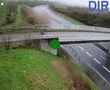 Webcam sur A84 à hauteur de Pont-Farcy, au niveau du pont autoroutier sur la Vire, au sud de Saint-Lô