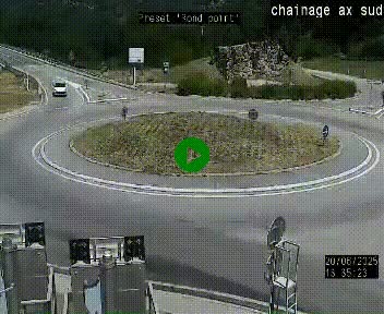 Webcam au nord d'Ax-les-Thermes au niveau de l'aire de chaînage de la N20. Vue orientée vers les Pyrénées, en direction de Pas de la Case