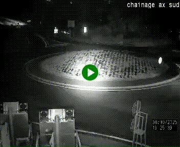 Webcam au nord d'Ax-les-Thermes au niveau de l'aire de chaînage de la N20. Vue orientée vers les Pyrénées, en direction de Pas de la Case