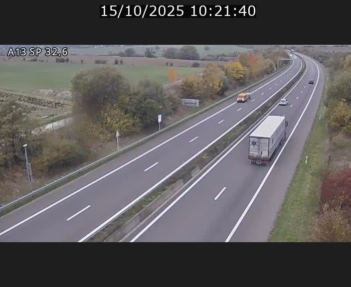Webcam info trafic A13 à hauteur de Mondorf-les-bains. Vue orientée vers Altwies