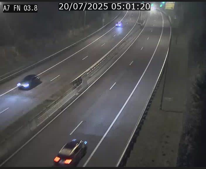 Caméra autoroute Luxembourg A7 - Passage à gibier Rëngelbour - direction Tunnel Stafelter