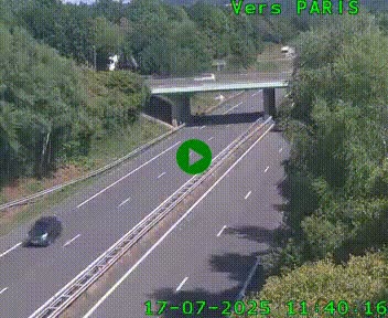Caméra routière sur l'autoroute A20 au nord de Limoges, à la jonction avec la N520. Vue orientée vers Paris