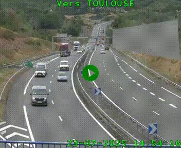 Caméra routière sur l'autoroute A20 à Noailles, en périphérie de Brive-la-Gaillarde. Vue orientée vers Toulouse