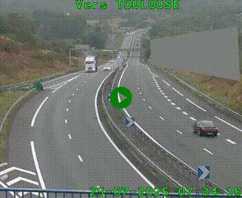 Caméra routière sur l'autoroute A20 à Noailles, en périphérie de Brive-la-Gaillarde. Vue orientée vers Toulouse