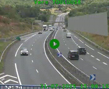 Caméra routière sur l'autoroute A20 à Noailles, en périphérie de Brive-la-Gaillarde. Vue orientée vers Toulouse