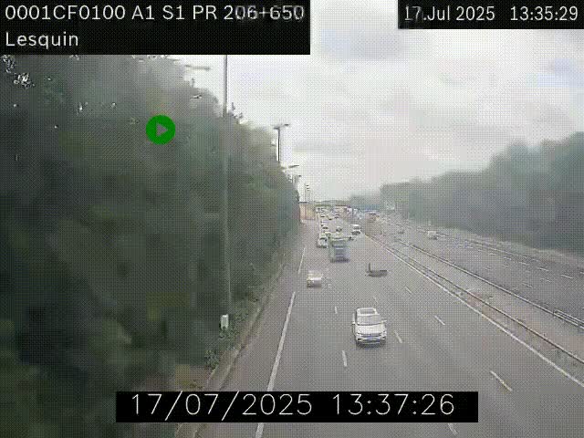 Webcam autoroute A1 à hauteur de Lesquin. Vue orientée vers Lille
