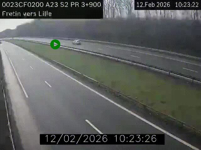 Webcam autoroute A23 à hauteur de Fretin. Vue orientée vers Lille