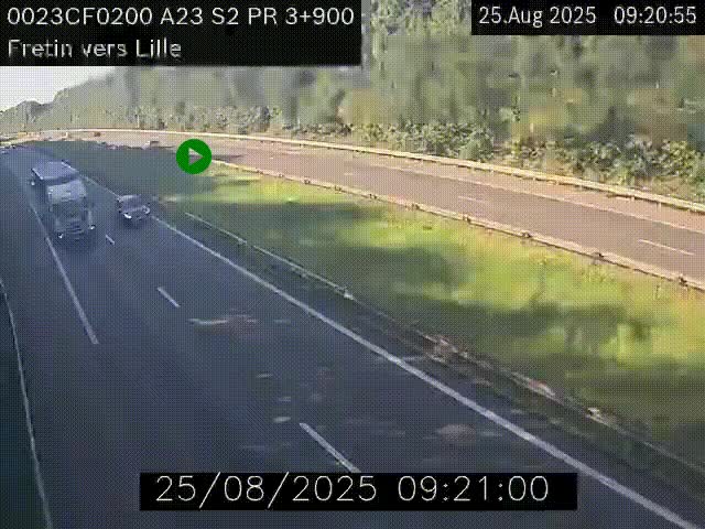 Webcam autoroute A23 à hauteur de Fretin. Vue orientée vers Lille