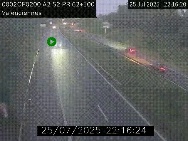 Webcam autoroute A2 à Valenciennes. Vue orientée vers Maubeuge et Mons (Belgique)