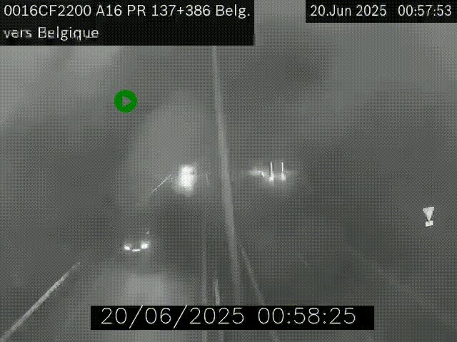 Webcam à la frontière franco-belge au niveau de Bray-Dunes/De-Panne sur l'autoroute A16. Vue orientée vers la Belgique