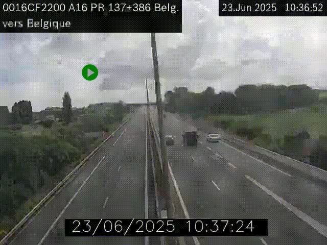 Webcam à la frontière franco-belge au niveau de Bray-Dunes/De-Panne sur l'autoroute A16. Vue orientée vers la Belgique