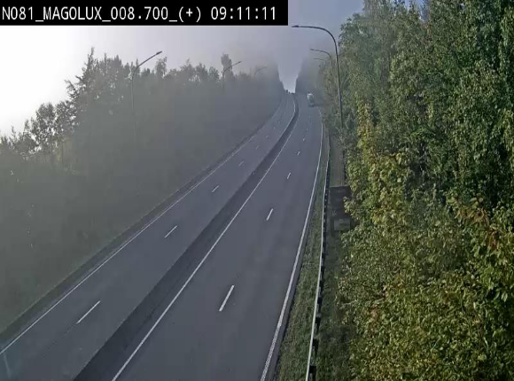 Webcam sur la N81 (E411) à hauteur de la jonction avec la N883. Vue orientée vers Longwy