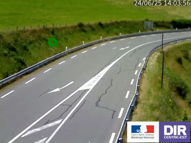 Webcam sur le col Pin Bouchain, vue orientée vers Roanne, en provenance de Lyon sur la nationale 7 (N7)