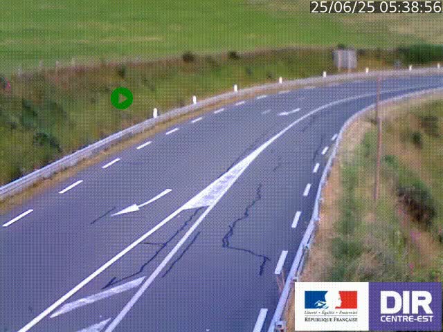 Webcam sur le col Pin Bouchain, vue orientée vers Roanne, en provenance de Lyon sur la nationale 7 (N7)