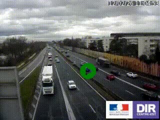 Webcam trafic au bout de l'A42, à la jonction avec le Boulevard Périphérique Nord de Lyon (D383) à Villeurbanne. Vue orientée vers Marseille