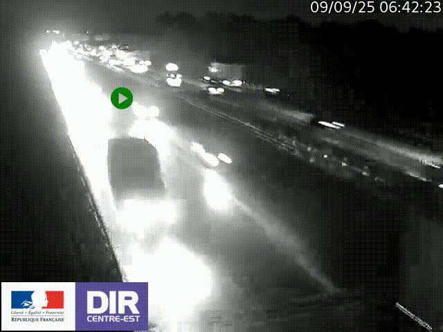 Caméra trafic à la jonction entre l'A46 (Rocade-est de Lyon) et l'A42 à hauteur de Vault-en-Velin en direction de Marseille