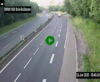 Webcam routière à hauteur de Bois-Guillaume en périphérie de Rouen. Vue orientée vers Rouen