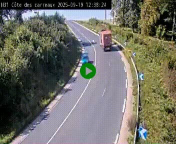 Webcam en haut de la Côte des Carreaux sur la N31 à Avesnes-en-Bray. Vue orientée vers Rouen