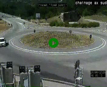 Webcam au nord d'Ax-les-Thermes au niveau de l'aire de chaînage de la N20. Vue orientée vers les Pyrénées, en direction de Pas de la Case