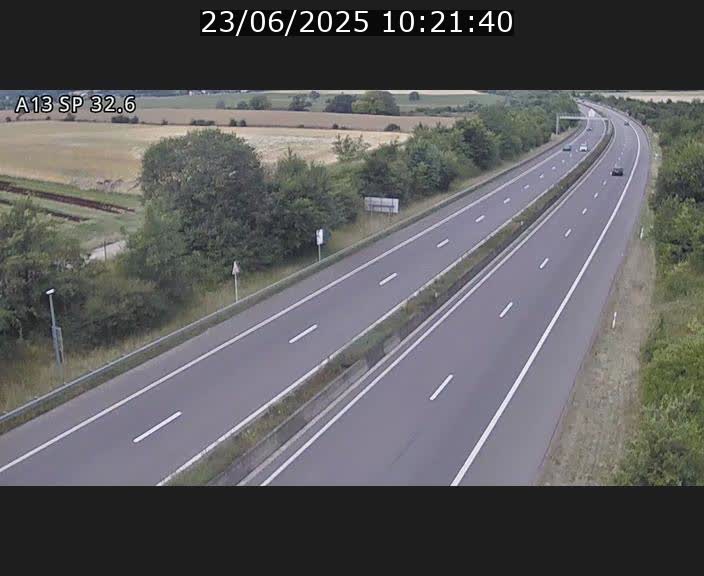 Webcam info trafic A13 à hauteur de Mondorf-les-bains. Vue orientée vers Altwies