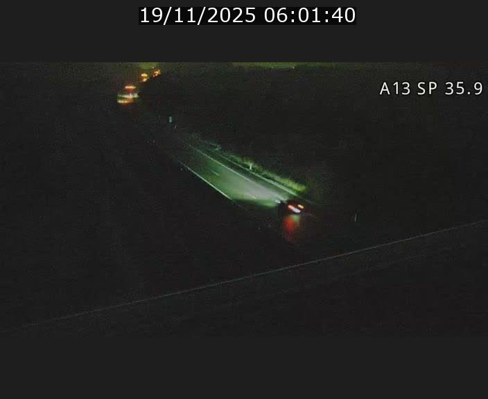 Webcam trafic sur A13 à l'entrée ouest du tunnel Markusbierg à Remerschen. Vue orientée vers Mondorf-les-Bains.