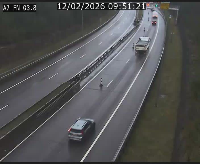 Caméra autoroute Luxembourg A7 - Passage à gibier Rëngelbour - direction Tunnel Stafelter