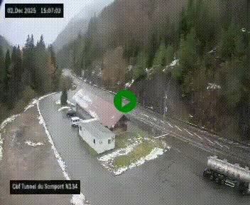 Webcam à l'entrée du tunnel du Somport, côté français, sur la N134, dans les Pyrénées, en direction de l'Espagne, à 1116 mètres d'altitude