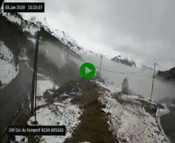 Webcam au col du Somport, côté français, sur la N134, dans les Pyrénées, en direction de l'Espagne, à 1632 mètres d'altitude