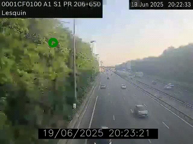 Webcam autoroute A1 à hauteur de Lesquin. Vue orientée vers Lille