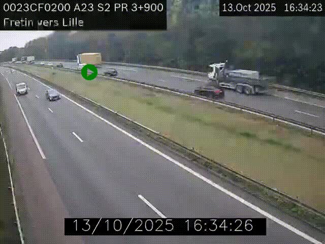 Webcam autoroute A23 à hauteur de Fretin. Vue orientée vers Lille