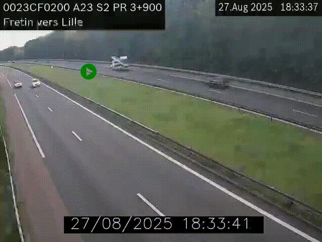 Webcam autoroute A23 à hauteur de Fretin. Vue orientée vers Lille