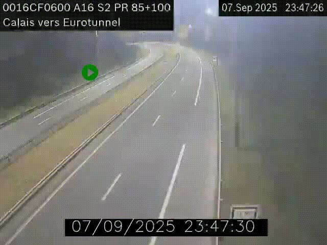 Webcam A16 à Calais en direction du Tunnel sous la Manche (Eurotunnel)