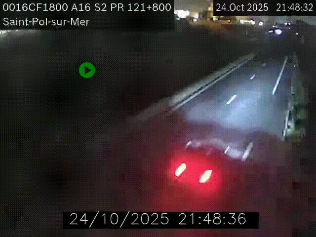 Webcam autoroute A16 à proximité de Dunkerque, à hauteur de la sortie Saint-Pol-sur-Mer. Vue orientée vers Calais