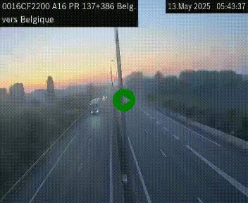 Webcam à la frontière franco-belge au niveau de Bray-Dunes/De-Panne sur l'autoroute A16. Vue orientée vers la Belgique