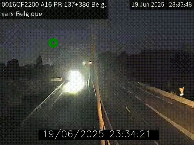 Webcam à la frontière franco-belge au niveau de Bray-Dunes/De-Panne sur l'autoroute A16. Vue orientée vers la Belgique