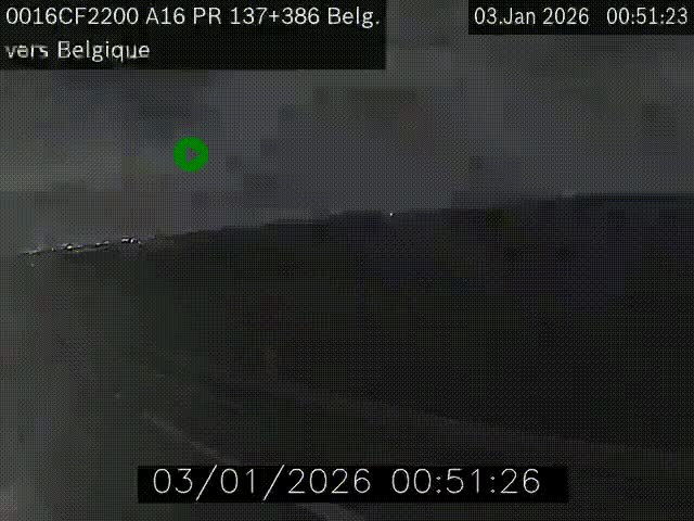 Webcam à la frontière franco-belge au niveau de Bray-Dunes/De-Panne sur l'autoroute A16. Vue orientée vers la Belgique