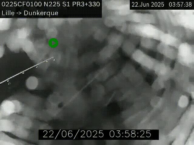 Webcam autoroute A25 (N225) à hauteur de Bergues (Bierne). Vue orientée vers Dunkerque.