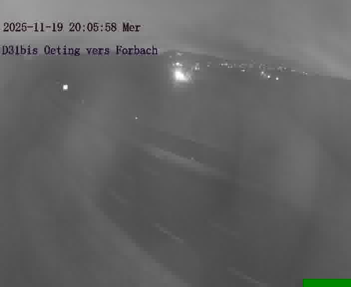 Caméra routière située sur D31bis (France) à Oeting, orientée vers Forbach, surveillant en continu la circulation locale et régionale.