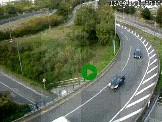 Caméra autoroute à la jonction entre l'A7 et la D301 (Boulevard urbain Sud de Lyon) à Feyzin, au sud de Lyon. Vue orientée vers Mions