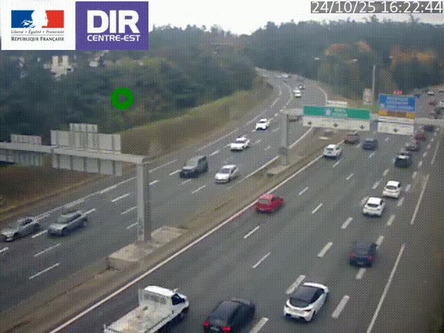 Caméra de circulation routière sur le boulevard périphérique Laurent Bonnevay de Lyon (D383) à hauteur de Bron, avant la jonction avec l'A43. Vue orientée vers l'échangeur